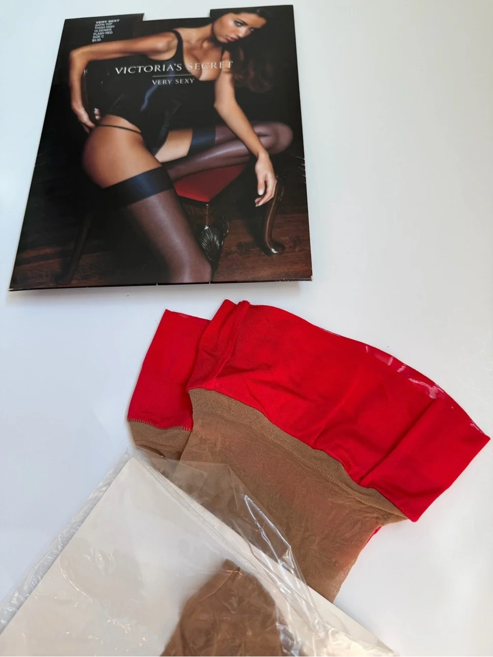 Victoria's Secret Very Sexy Satin Top Thigh Highs - Flash Red